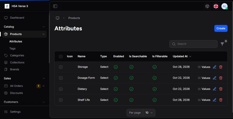 Admin: Catalog › Attributes (attribute khol kar