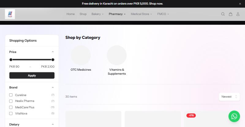 Category page, sub-categories aur price filter